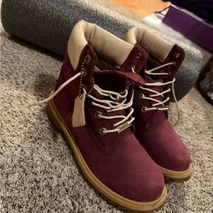 Timberland Burgundy and Tan Boots